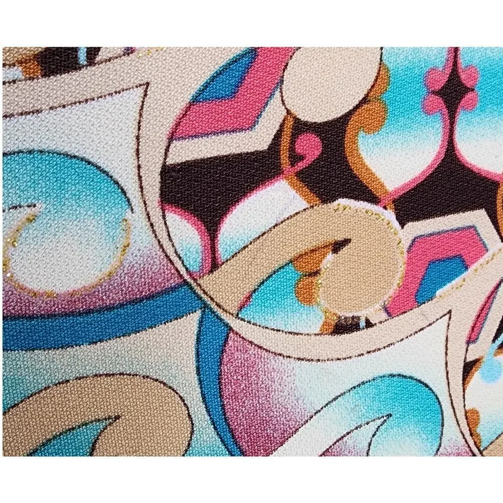 Y2k Caia Asymmetrical Long Sleeve Colorful Paisley Rose Floral Geometric Top L - Picture 7 of 8